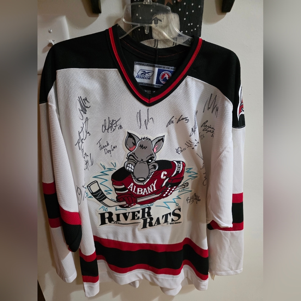 Reebok River Rats Signed Hockey Jersey - Black, White, Red 2005-2006 Season